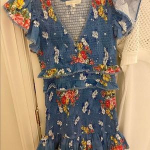 BLUE WITH FLOWERS LOVE SHACK FANCY DRESS.